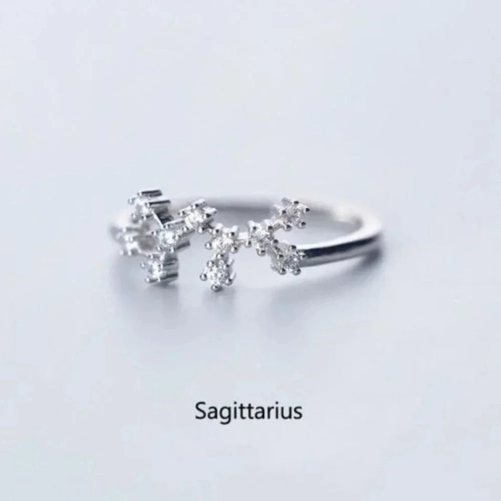 Sterling Silver Zodiac Resizable Ring Sagittarius